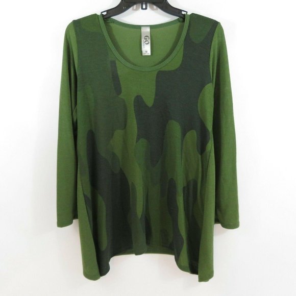 GO COUTURE M Green Camo Long Sleeve Tunic Top - Picture 5 of 9